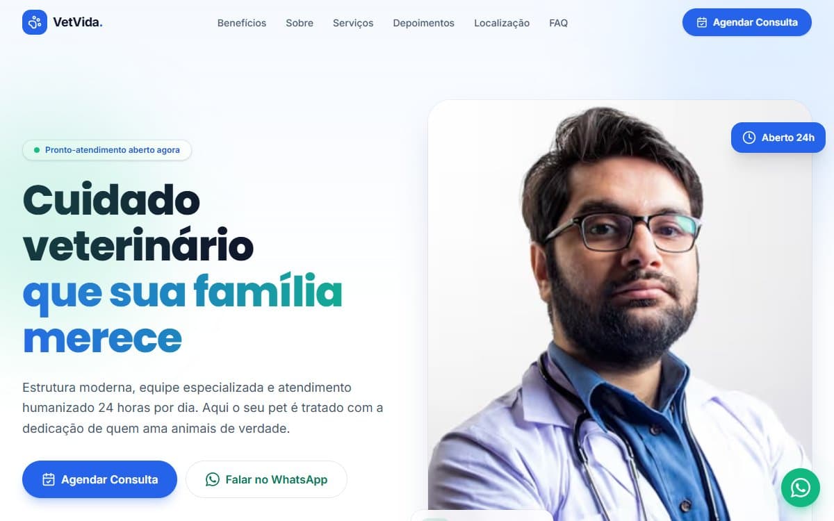 Prévia do projeto Clínica VetVida