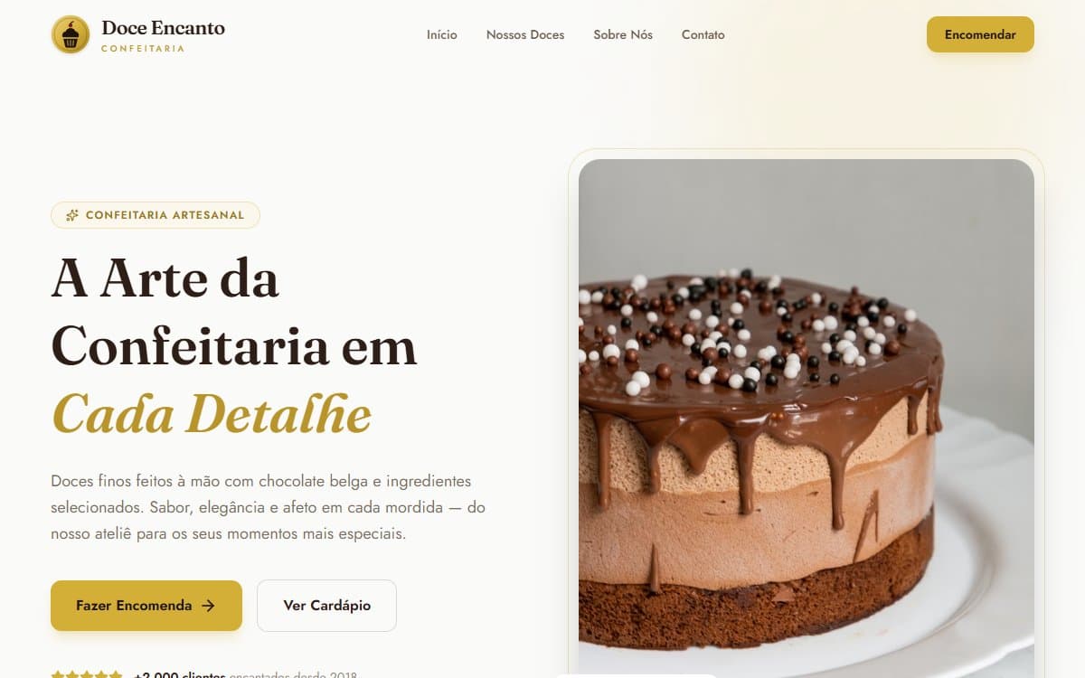 Prévia do projeto Doce Encanto — Confeitaria