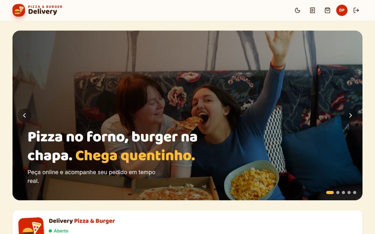 Prévia do projeto Pizza & Burger — Delivery